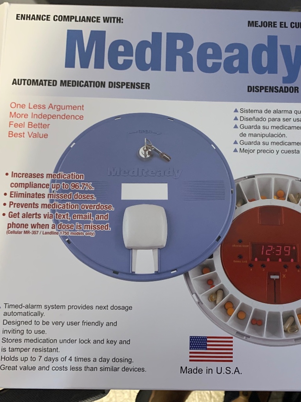 MedReady 1700 Medication Dispenser Basic with keys